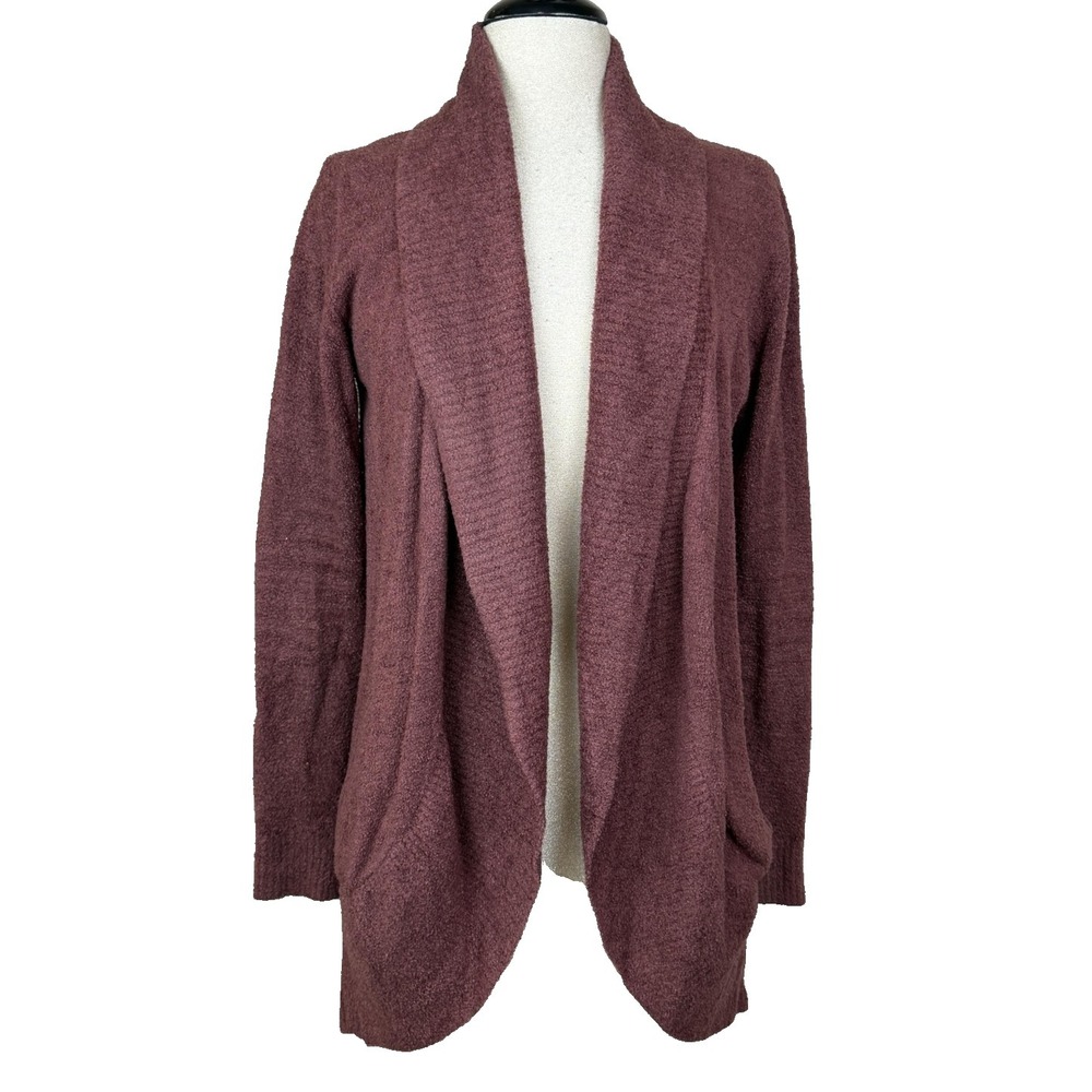 Barefoot Dreams Cardigan Sweater Womens XS/S Berry CozyChic Lite Knit Open